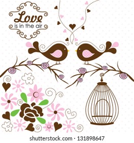 Vintage bird cage vector