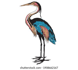 Vintage bird Digital vector sketch for anything 