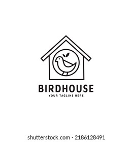 Vintage bird house vector illustration logo design