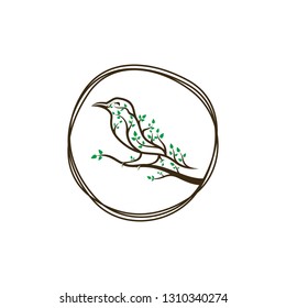 Vintage bird leaf logo concept design. Best bird logo design concept. A unique bird illustration design. Vector illustration EPS.8 EPS.10