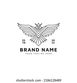 Diseño del logotipo de ave de cosecha con ilustración vectorial de estilo monolíneo