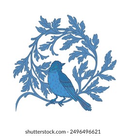 Vintage bird. Nature vintage elements. Arts and Crafts movement inspired. Vector design Isolated.