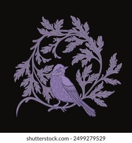 Vintage bird. Nature vintage elements. Arts and Crafts movement inspired. Vector design Isolated.