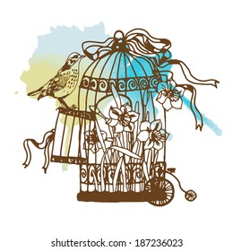 vintage birdcage vector