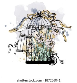 Vintage Birdcage Vector