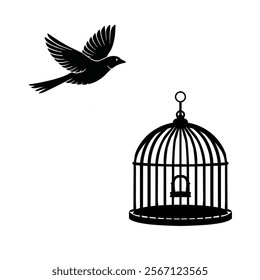 Vintage birdcages are silhouette collections
