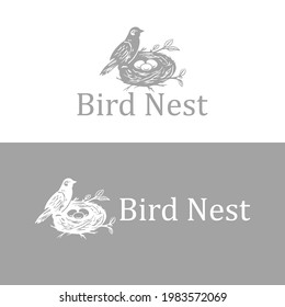 Vintage Bird's Nest Logo Vector