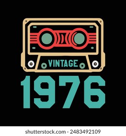 Vintage Birthday 1976  Retro Typography T-Shirt Design 