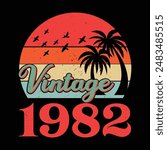 Vintage Birthday 1982 Retro Typography T-Shirt Design 