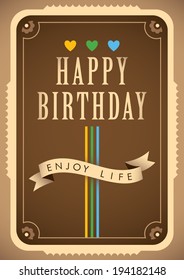 Vintage birthday card design. Vector illustration.