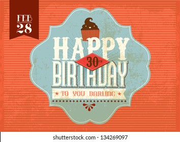 Vintage Birthday Card/ Sticker Vector/illustration