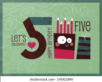 Vintage Birthday Card - Vector EPS10. with Grunge effects