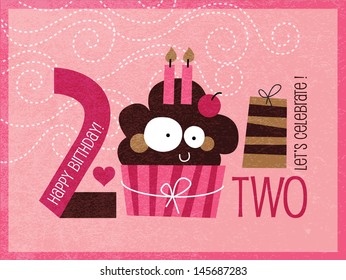 Vintage Birthday Card - Vector EPS10. with Grunge effects