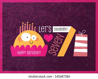 Vintage Birthday Card - Vector EPS10. with Grunge effects