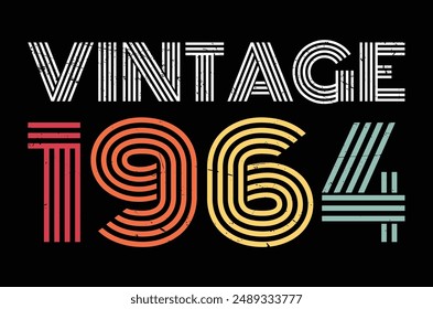 Vintage Birthday Lettering T-Shirt Design in Illustration. EPS-10.