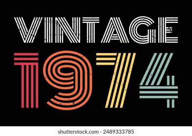 Vintage Birthday Lettering T-Shirt Design in Illustration. EPS-10.
