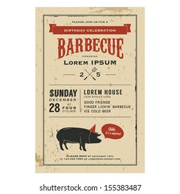 Vintage Birthday Party Barbecue Invitation