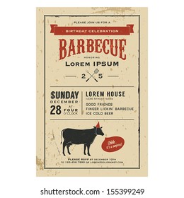 Vintage Birthday Party Barbecue Invitation