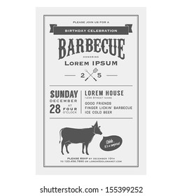 Vintage Birthday Party Barbecue Invitation