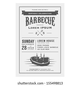 Vintage Birthday Party Barbecue Invitation