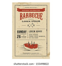 Vintage birthday party barbecue invitation