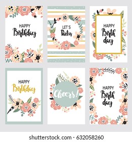 Vintage Birthday Set Design Template Abstract Stock Vector (Royalty ...