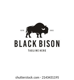 Vintage Bison Bull Buffalo Angus Silhouette Logo design