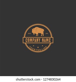 vintage bison ranch  logo design