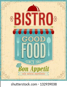 Vintage Bistro Poster. Vector illustration.