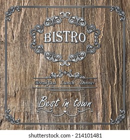 Vintage bistro,wooden  background