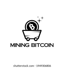 Vintage-Bitcoin-Krypto-Bergbau-Vektorgrafik
