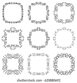 Vintage Black Antique Vector Frame Set Stock Vector (Royalty Free ...