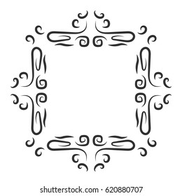 Vintage black antique vector frame on white background