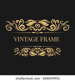 Vintage black background, antique white frame, victorian ornament