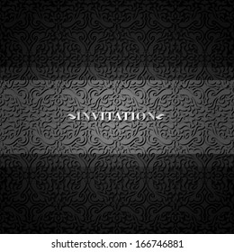 Vintage black background, creative modern design, victorian dark ornament, beautiful ornamental invitation card, ornate cover page, label, floral luxury pattern template for your idea