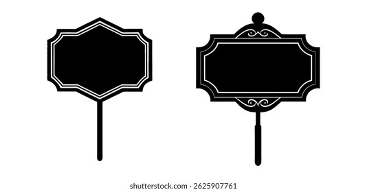  Placa preta vintage com uma etiqueta de couro preto como um sinal de design retro