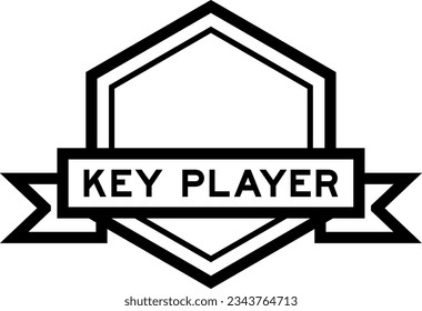 Vintage black color hexagon label banner with word key player on white background