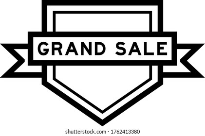 Vintage black color pentagon label banner with word grand sale on white background