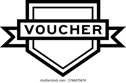 Vintage black color pentagon label banner with word voucher on white background