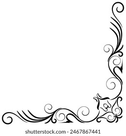 vintage black corner lines Ornate vintage design element with calligraphy swirls, wavy lines, ornate pattern. and paper rolls Frames and banners