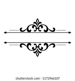 Vintage black element. Graphic vector design. Damask graphic ornament