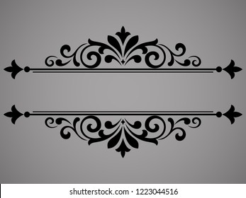 Vintage black element. Graphic vector design. Damask graphic ornament