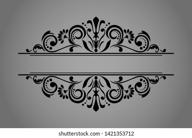 Vintage black element. Graphic vector design. Damask graphic ornament