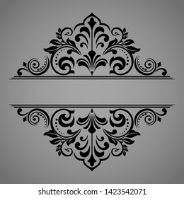 Vintage black element. Graphic vector design. Damask graphic ornament