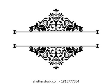 Vintage black element. Graphic vector design. Damask graphic ornament