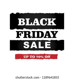 Vintage Black Friday Sale banner text with red ribbon and black ribbon