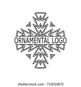 Vintage black geometrical linear vector frame, label for your logo. Vector illustration