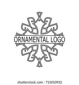 Vintage black geometrical linear vector frame, label for your logo. Vector illustration