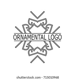 Vintage black geometrical linear vector frame, label for your logo. Vector illustration