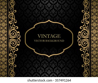 Vintage black and golden vector background